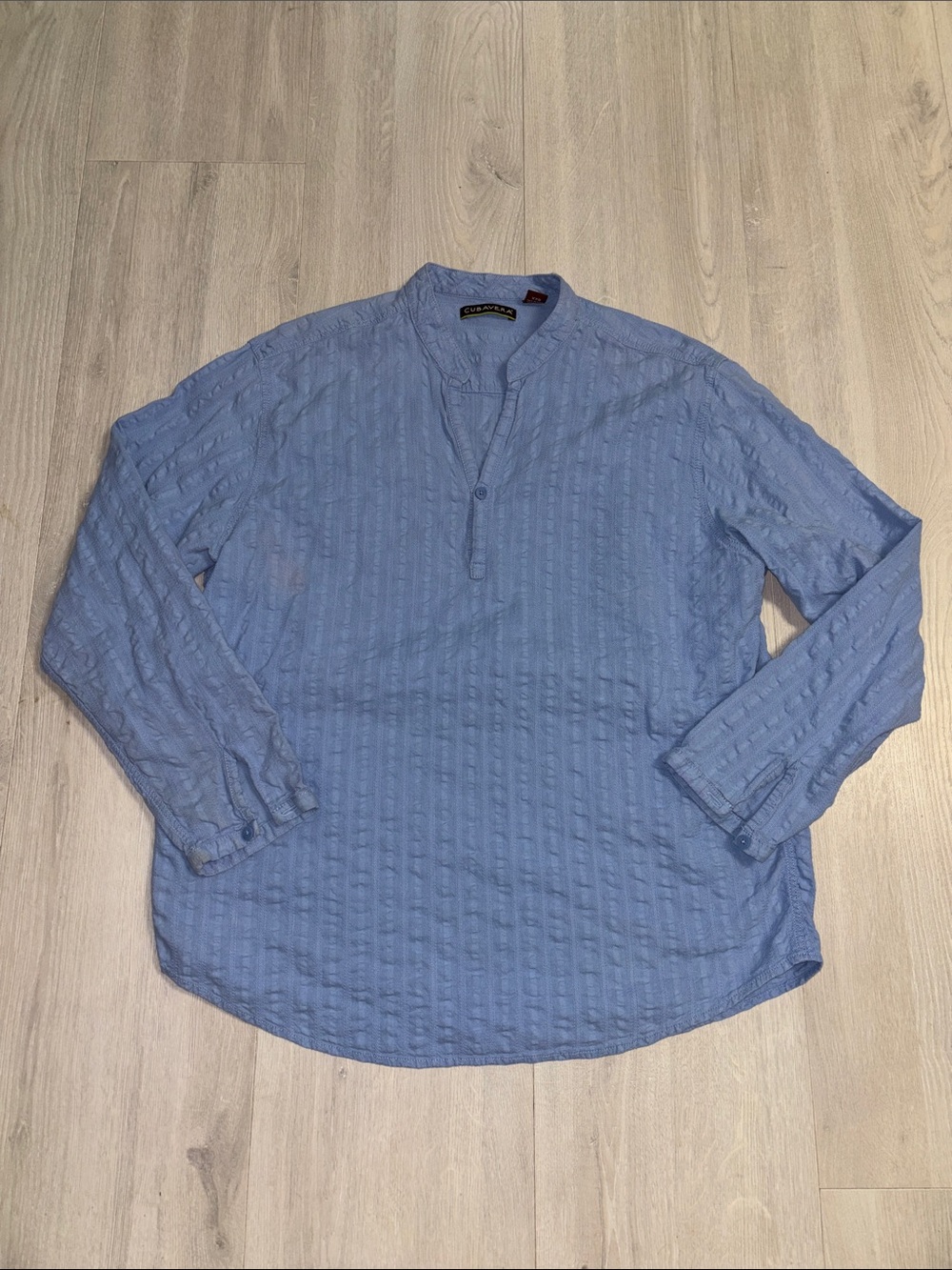 🔥BUNDLESALE Mens XXL Cubavera Textured Cotton Mandarin Collar Shirt